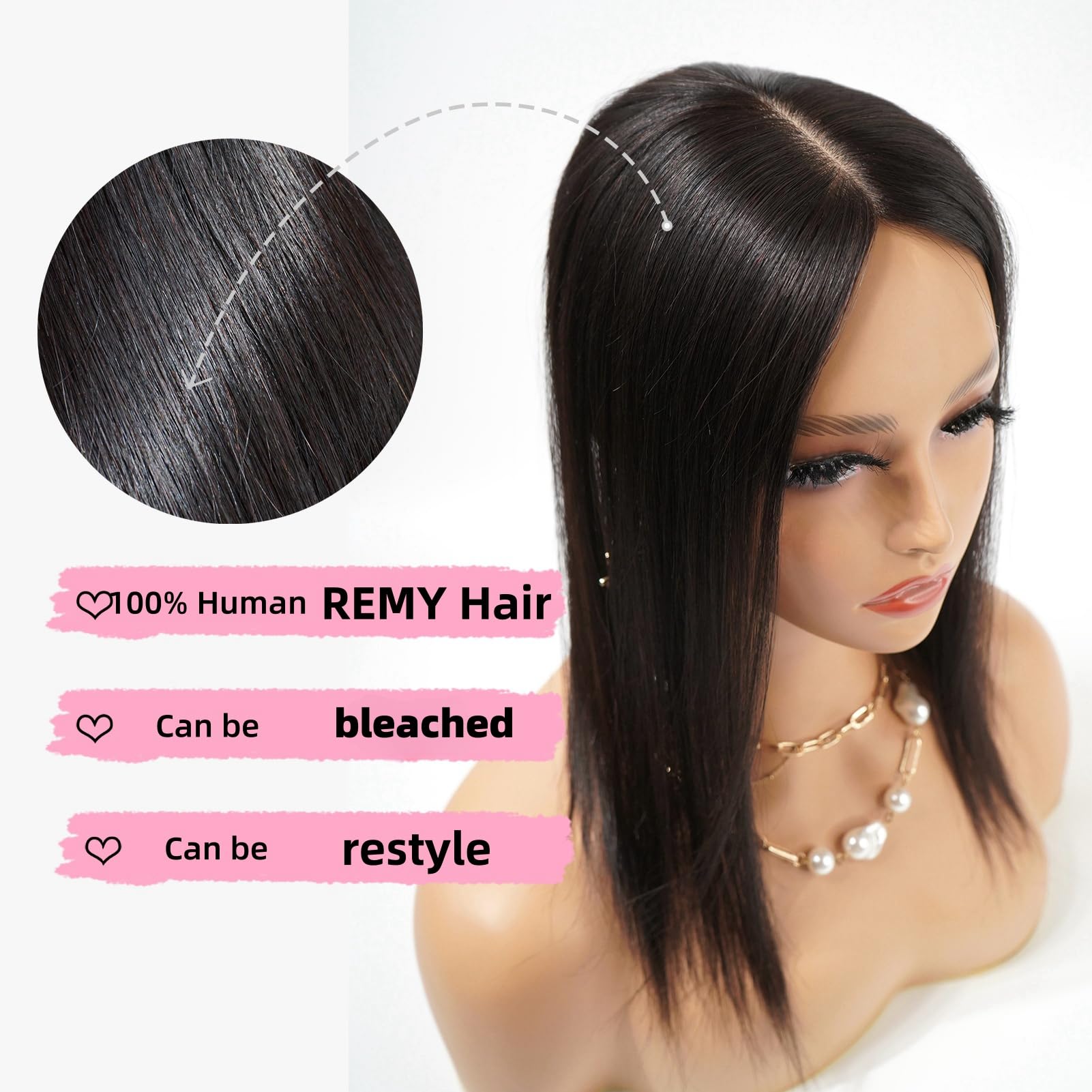 12x13cm Silk Base Human Hair Topper with 4 Clips for Thinning Hair S5780ca4873bd42efbe8fbfa098bb0  main image 4