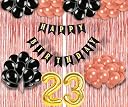 Mystic Toy Store 23rd Birthday Decoration items for Girls with Black and Rose Gold Balloons, Black Happy Birthday Banner, Rose Gold Foil Curtain, Foil Balloon number 23 gallery image