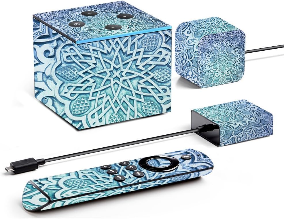 MightySkins Skin Compatible with Amazon Fire TV Cube - Carved Blue | Protective, Durable, and Unique Vinyl Decal wrap Cover | Easy to Apply, Remove, and Change Styles | Made in The USA