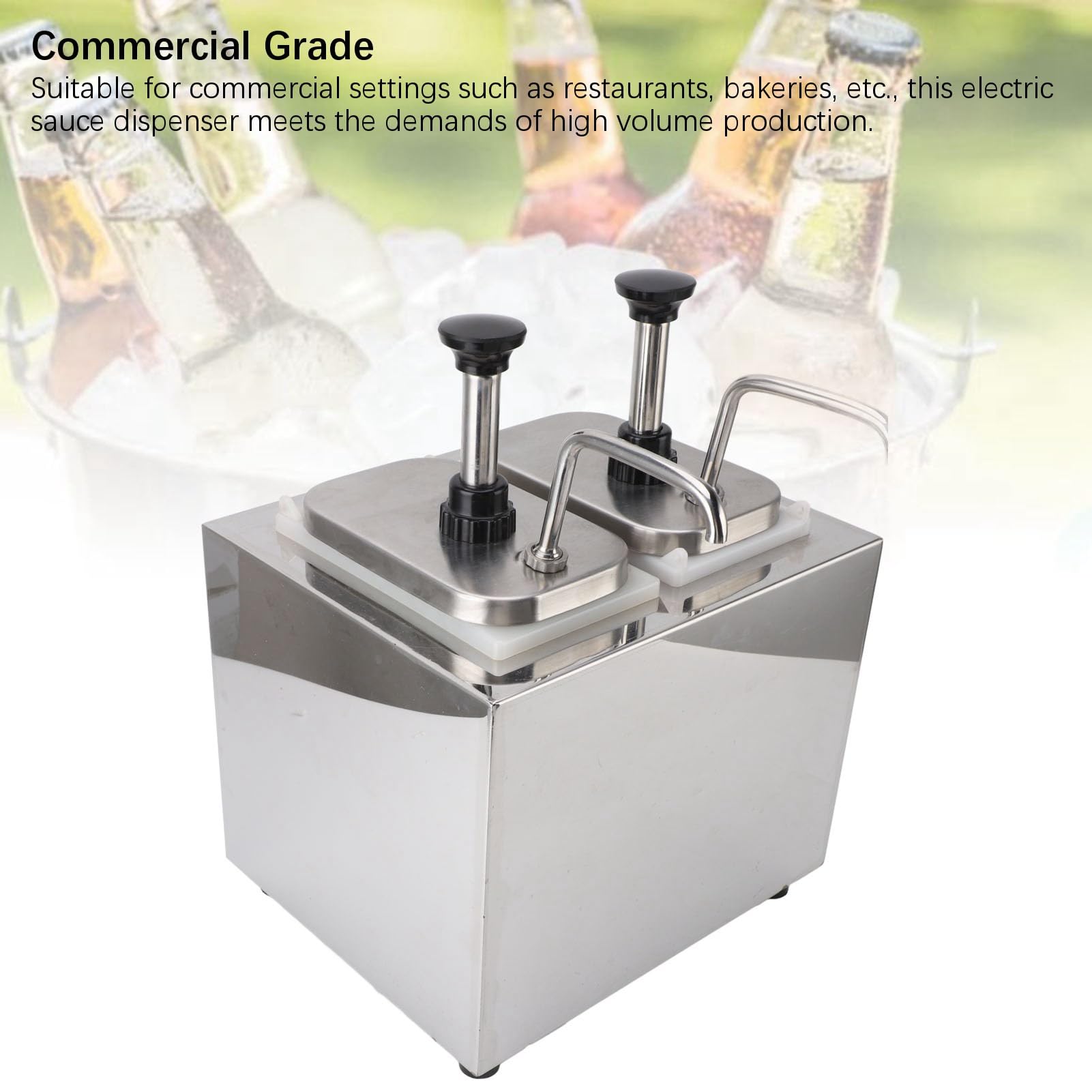 Dispensador Eléctrico de Queso Nacho con Bomba, Máquina de Queso, Calentador de de Doble Cabezal, Acero Inoxidable, Resistente Al óxido, Mantiene una Temperatura óptima,
