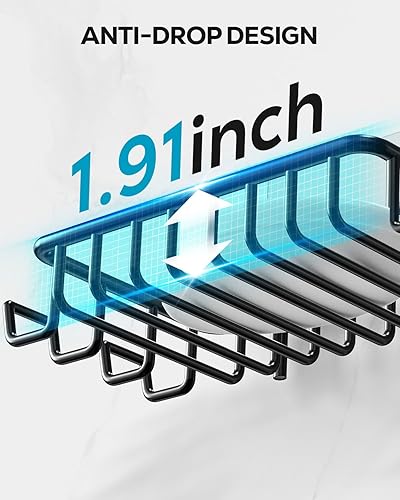 Vista 62 de Nieifi Jabonera de barra para pared de ducha con 4 ganchos, jabonera adhesiva de acero inoxidable para baño, color plateado A-Silver