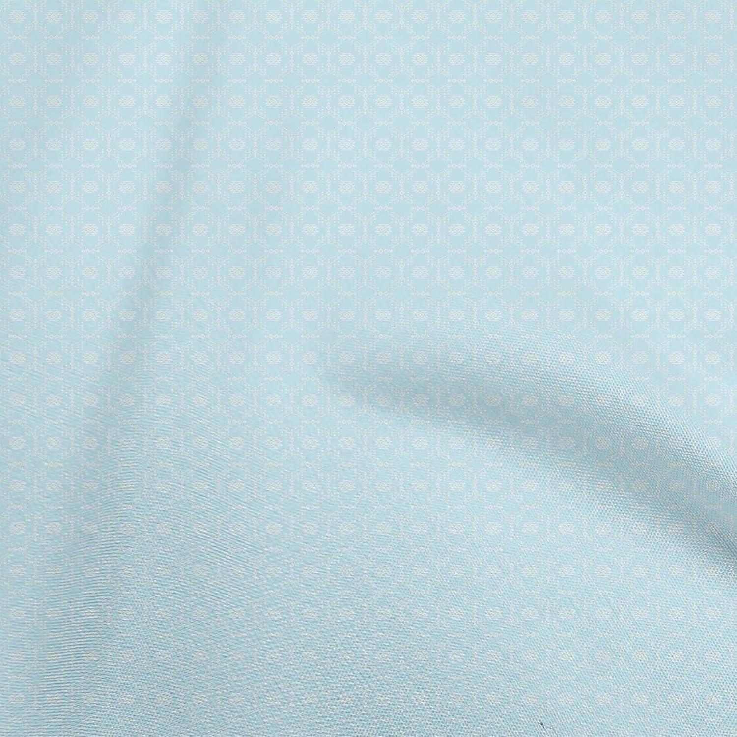 oneOone Cotton Flex Light Mint Green Fabric Tribal Sewing Material Print Fabric By The Yard 40 Inch Wide