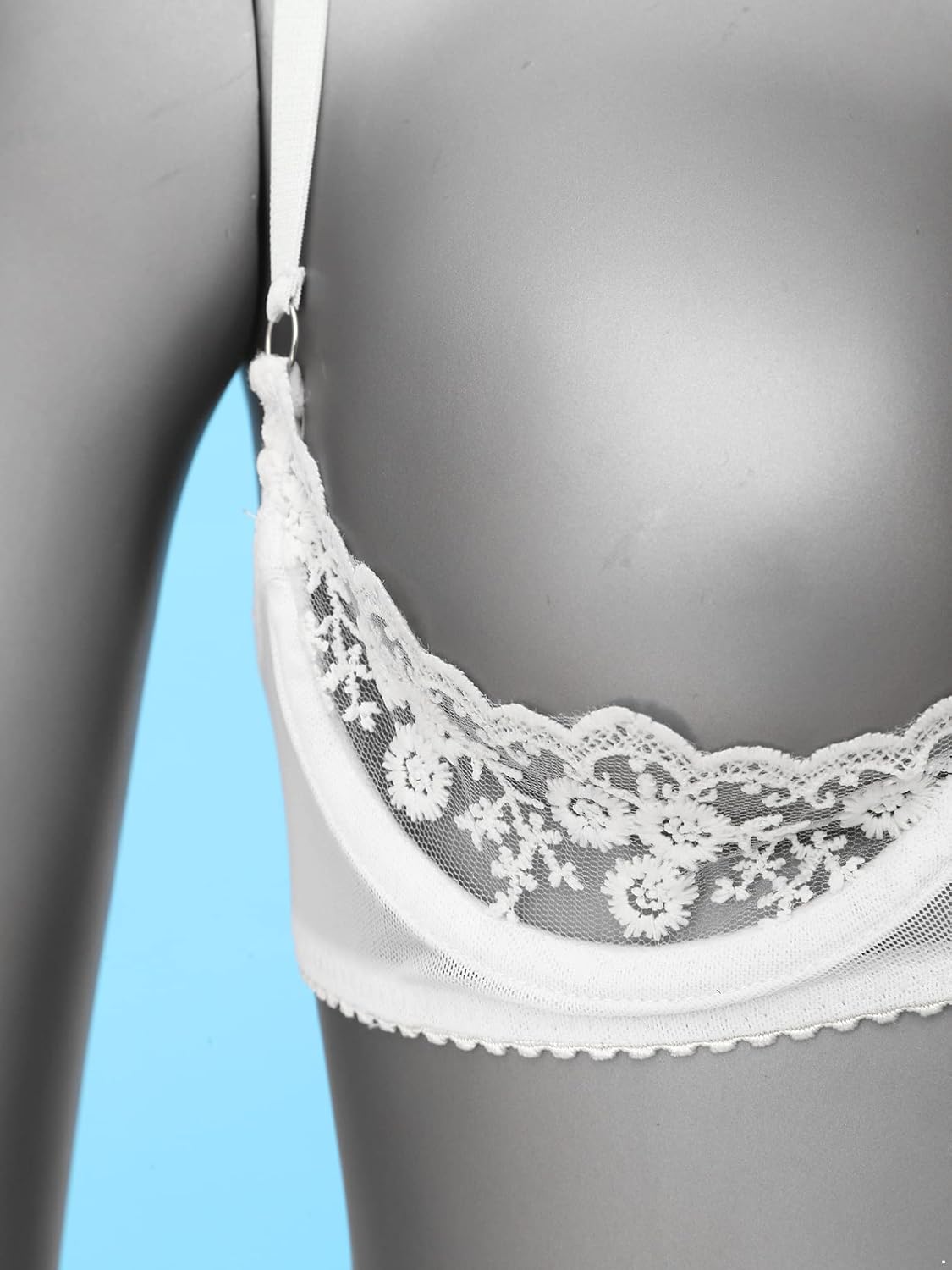 TiaoBug Sexy Cupless Bras for Women Naughty Lace Cage Bra Hollow Out Harness Bralette Underwear