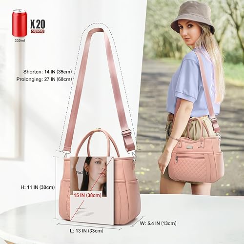 Miniatura 5 de Bolsa de almuerzo para mujer, aislada, a prueba de humedad, de piel sintética, grande, a prueba de fugas, congelable, reutilizable, portátil, para