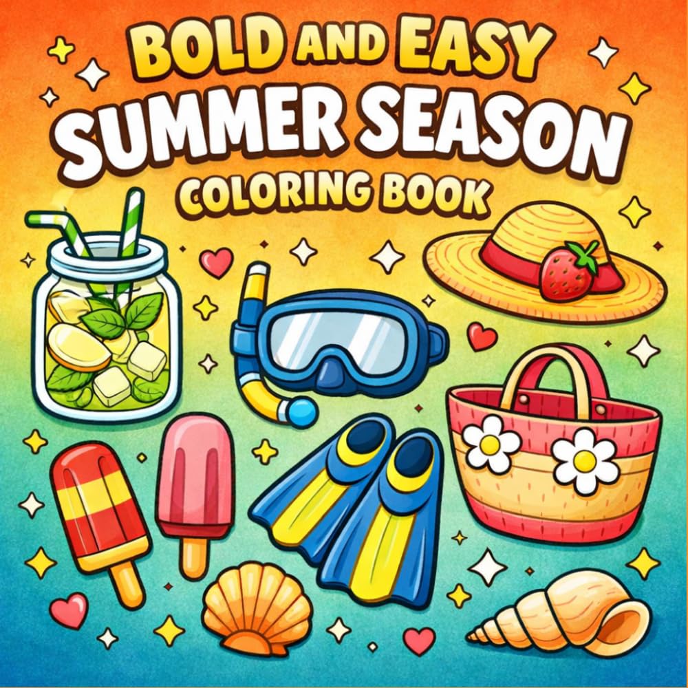 Bold and Easy Summer Coloring Book for Teens: Fun and Relaxing Summer Designs with Beach, Vacation, Sunshine, and Aesthetic Scenes for Creative Teens