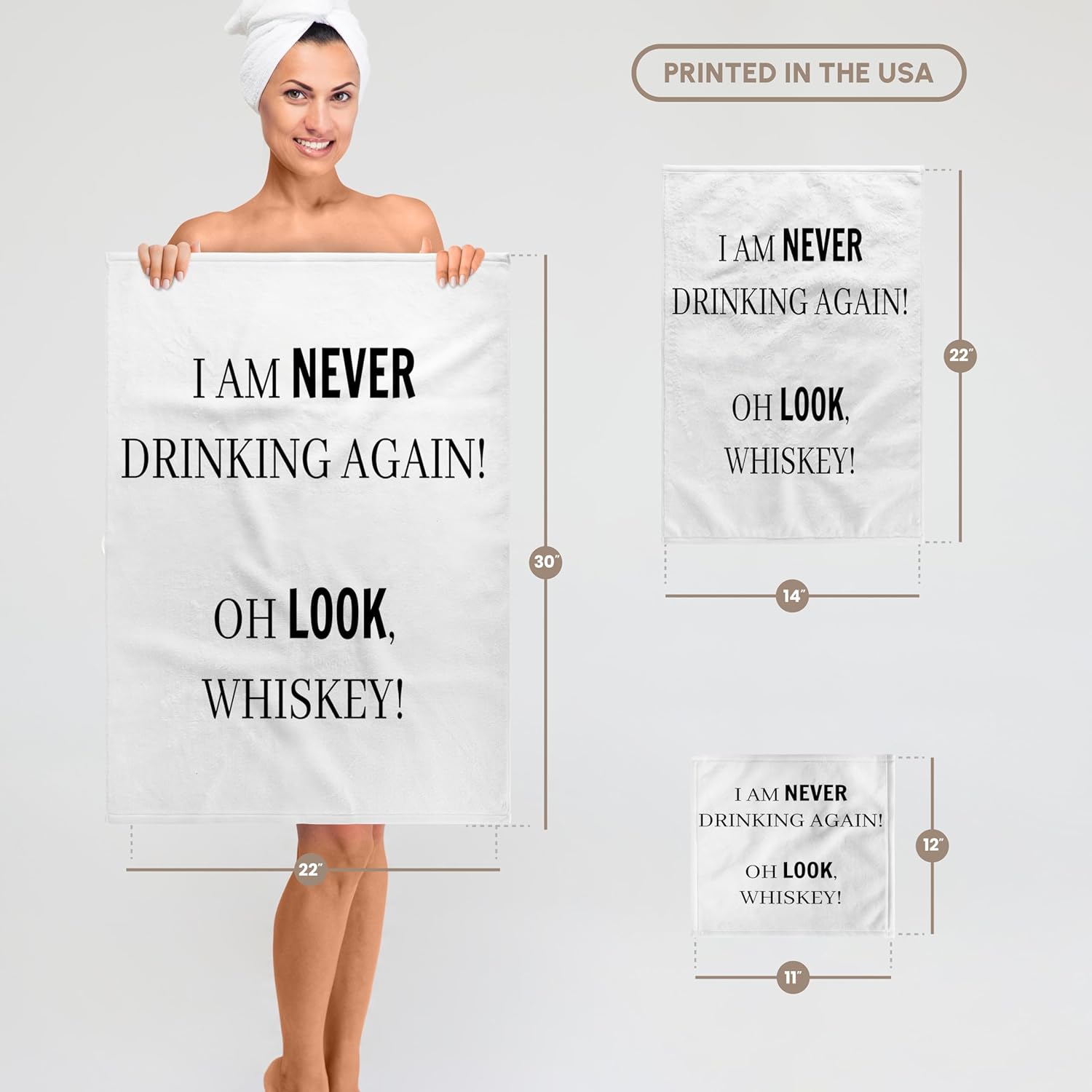3dRose I am Never Drinking Again Oh Look, Whiskey 22x30 Bath Hand Pool Towel