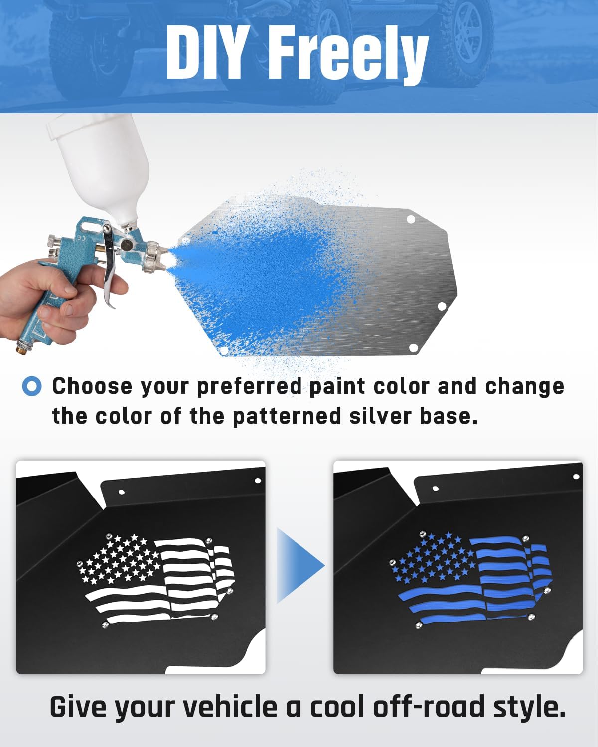 ROADER Front & Rear Inner Fender Liners US Flag Pattern Liner for 2007-2018 Jeep Wrangler JK JKU Unlimited Sport Sahara Rubicon 2/4 Doors