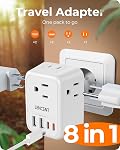 2 Adaptateur de prise de voyage européen Pack, LENCENT Prise d'alimentation pliable internationale de type C avec 4 Des sorties, 4 USB(2 USB C) Adaptateur chargeur, Canada/États-Unis vers la plupart de l'Europe EU Italie Espagne France Allemagne Grèce