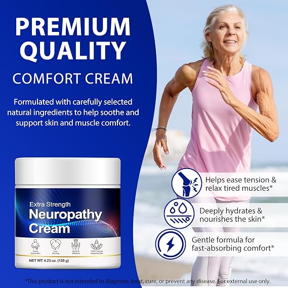 Neuropathy Nerve Cream,Max Strength No-Mess Topical for Toes, Feet, Fingers, Hands, Legs & Arms, 4.23oz