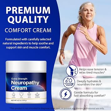 Neuropathy Nerve Cream,Max Strength No-Mess Topical for Toes, Feet, Fingers, Hands, Legs & Arms, 4.23oz