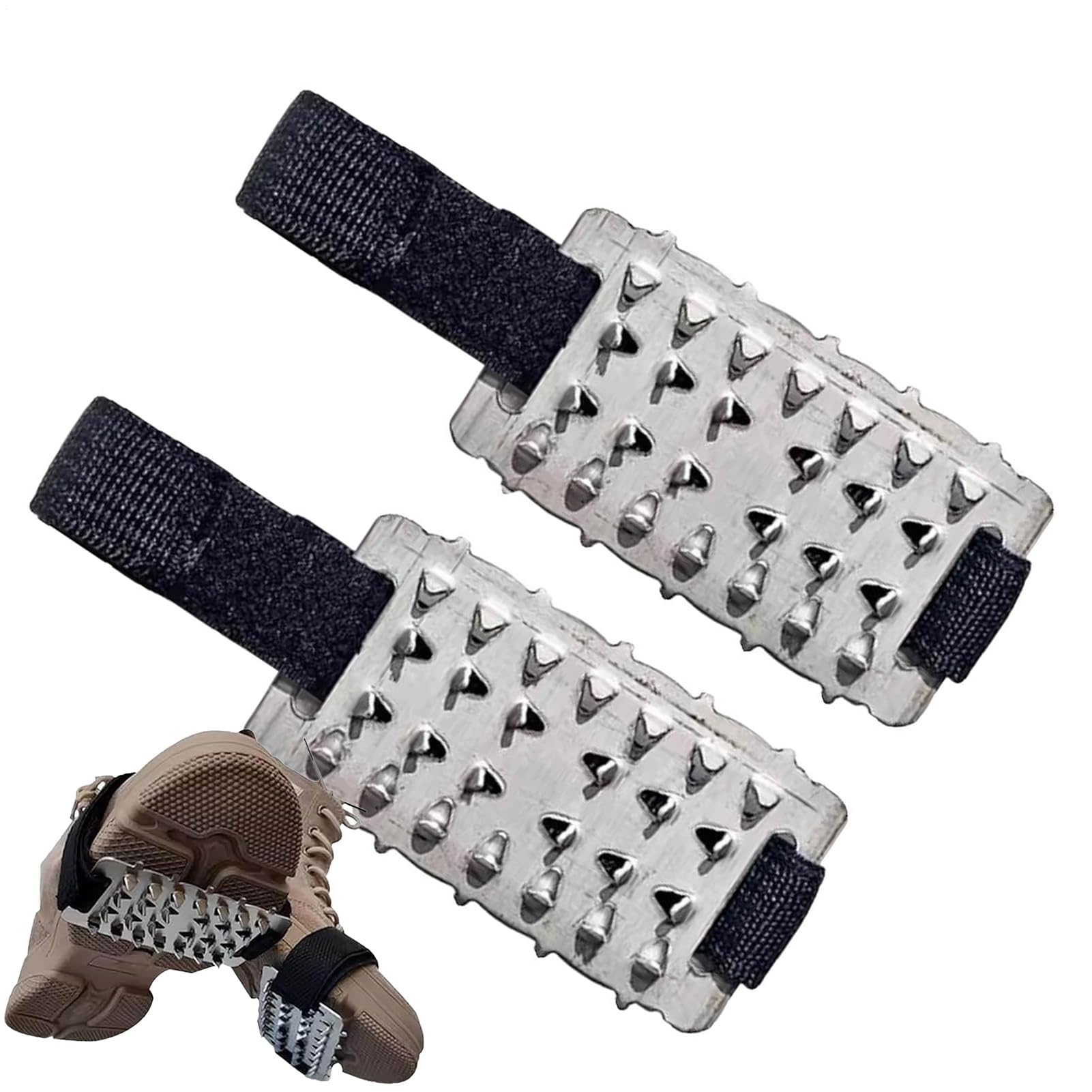 Muiltvoe Ice Cleats | 26 Spikes Winter Traction Grippers | Crampons Ice Cleats - for Climbing Mountaineering Morning Outdoor Work Commuting Hiking Fishing Walking