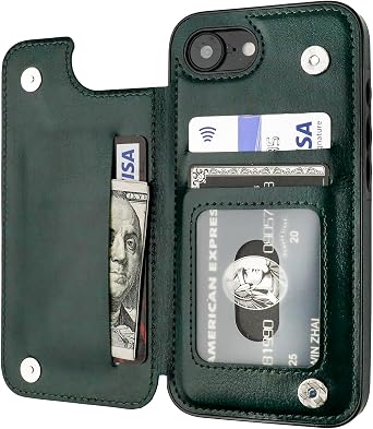 ONETOP for iPhone 17e/16e Wallet Case with Credit Card Holder,Green