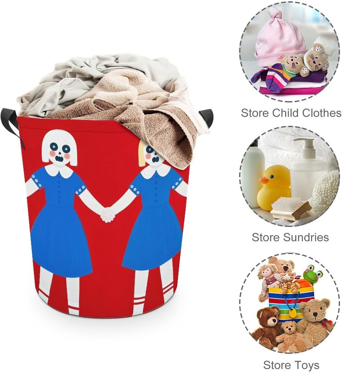 13.8 × 13.8 × 17.3 Inches Collapsible Laundry Baskets Horror Classic Printed Waterproof Laundry Hamper Foldable Dirty Clothes Storage Bin for Bathroom Bedroom Office image 3