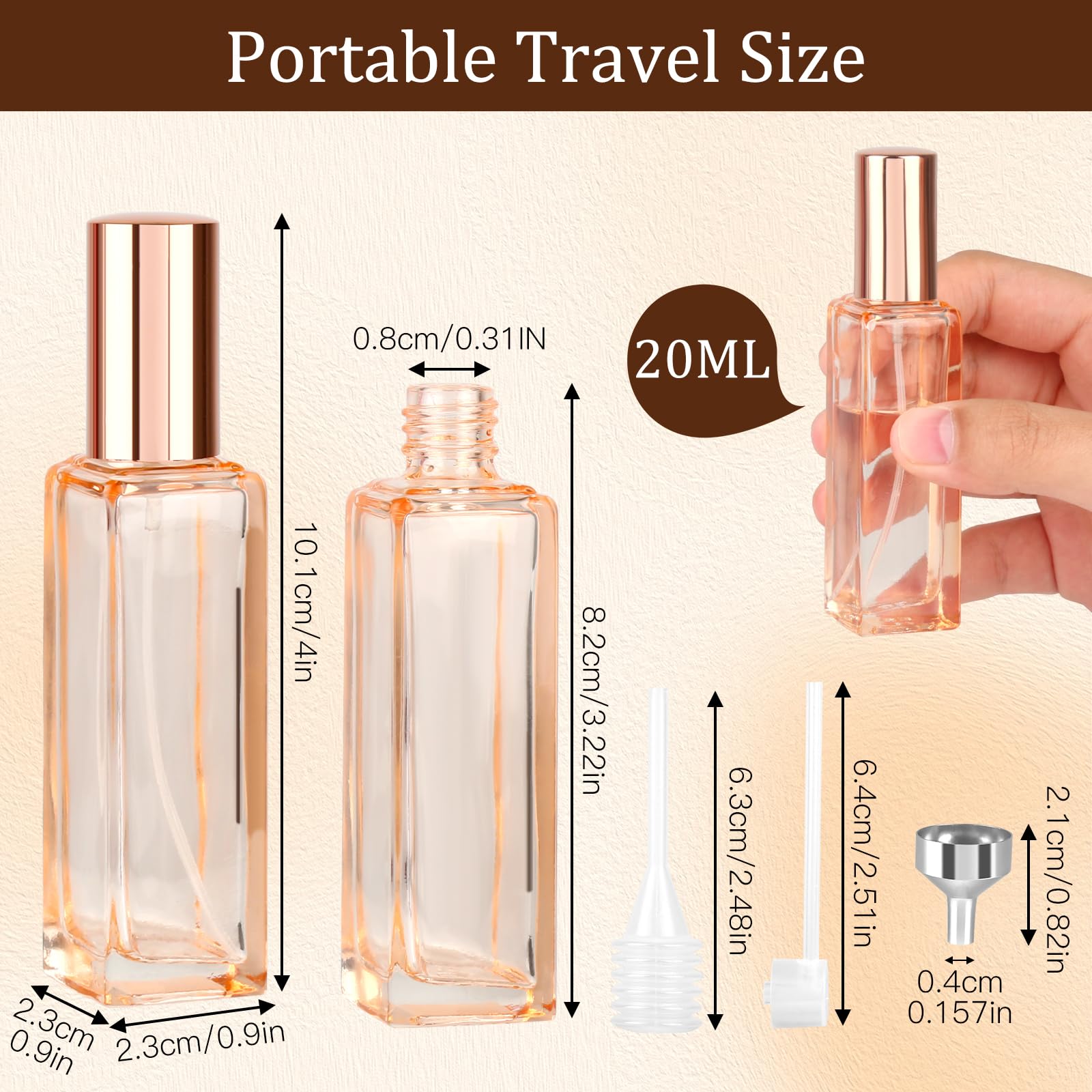 4 sztuki rozpylaczy do perfum, 20 ml, szklane perfumy, puste mini rozpylacz perfum w podróży, dla mężczyzn i kobiet (pomarańczowy, fioletowy, szary, różowy)