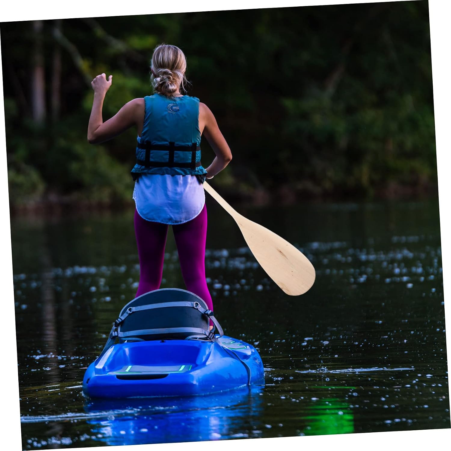 Kids Boat Paddle Wooden Canoe Paddle 19.68 in Lightweight Wood Oar with T-Shaped Handle for Kayak Water Activities DIY Home Decoration Arts and Craft Projects