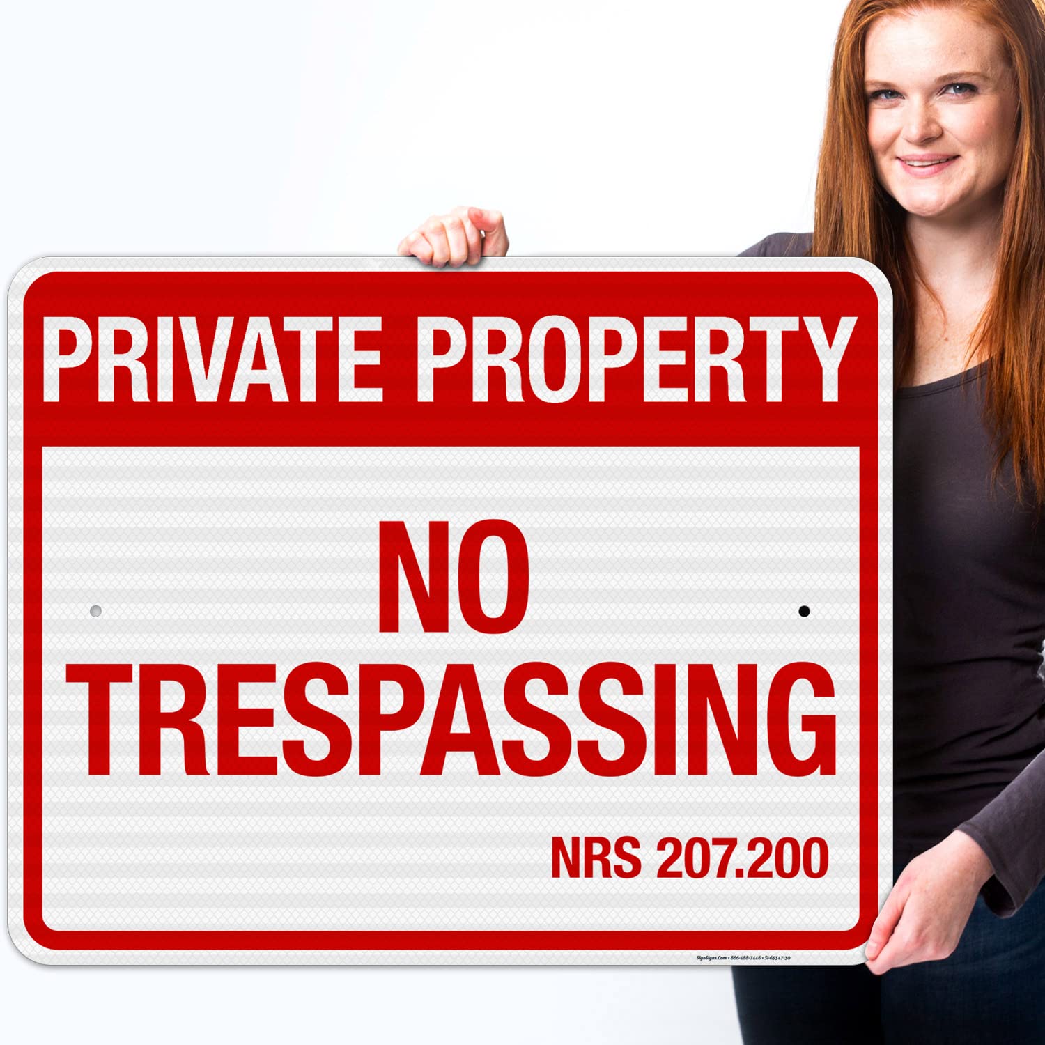 Nevada No Trespassing Private Property Sign, 24x30 Inches, 3M EGP Reflective .080 Aluminum, Fade Resistant, Made in USA