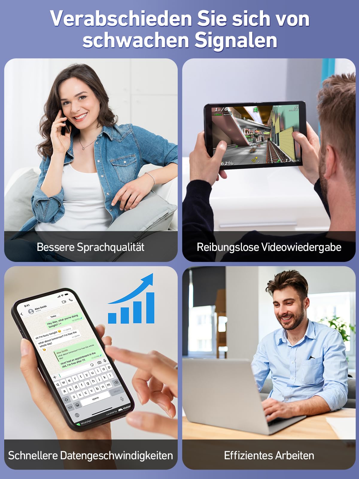 Mobilfunk Signalverstärker auf Band 1/3/7/20, Empfangsverstärker Handy für Zuhause, 5G 4G LTE GSM Repeater mit Hoher Verstärkung, Handynetz Verstärker für O2 E-Plus T-Mobile