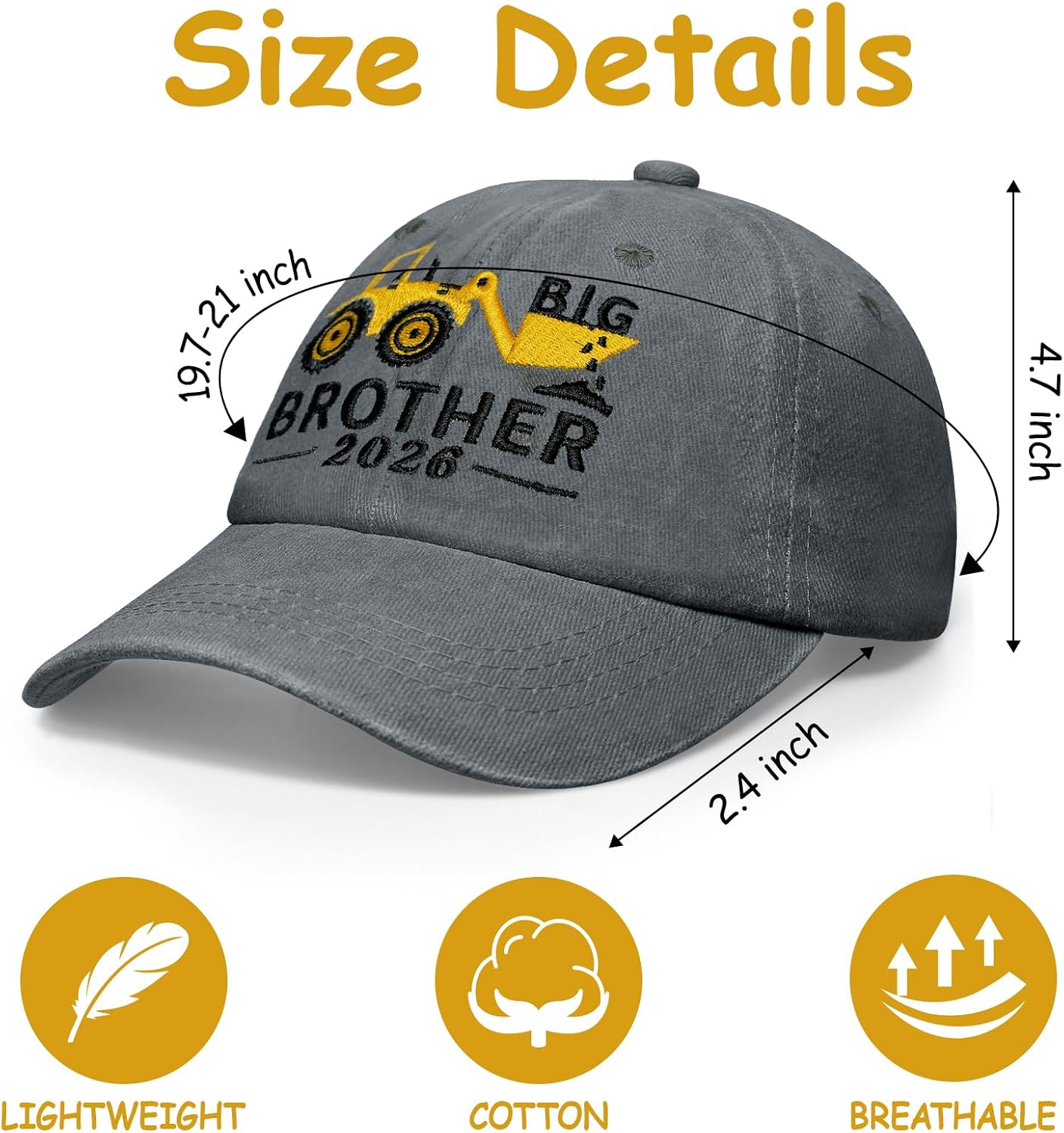Big Brother Hats 2026 Big Brother Gift Adjustable Embroidered Baseball Hats for Boy