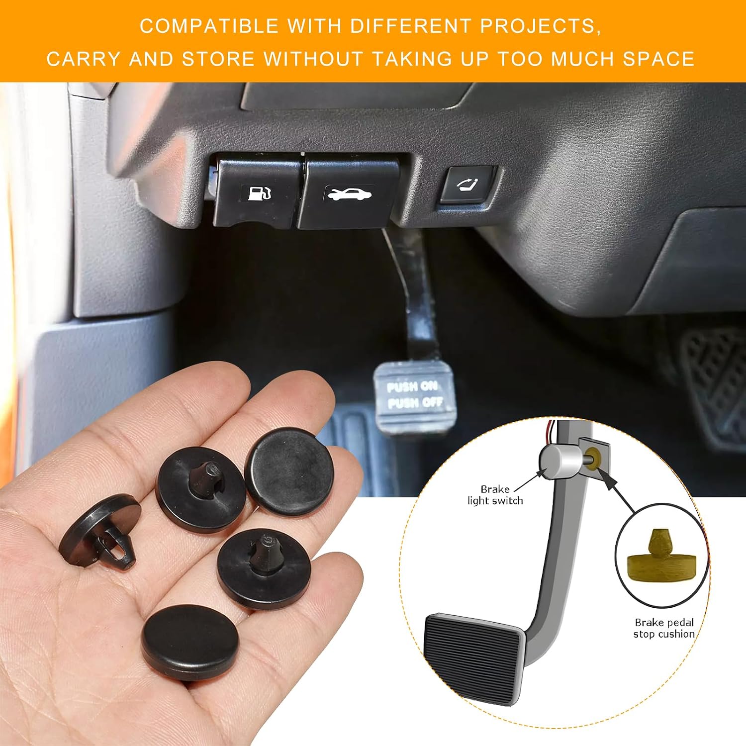 4 PCS Brake Switch Stopper, Car Brake Pedal Stop Pad & Light Switch Stopper Replacement, OEM 90541-06036 Automotive Clutch Pedal Pads Compatible with Most Cars & Trucks