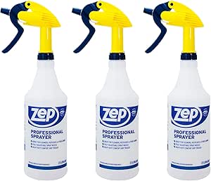 ZEP Professional Sprayer Bottle - 32 oz (Pack of 3) - HDPRO1 - Versatile Adjustable Nozzle Spray Bottles with a Fine Mist or Powerful Spray, Refillable for Diluted Concentrate