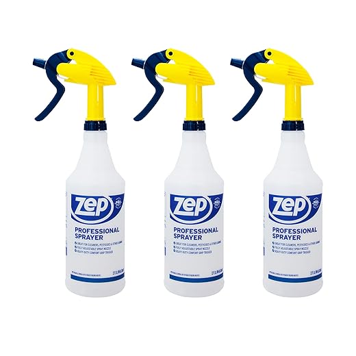 Zep Professional Sprayer Bottle - 32 oz (Pack of 3) - HDPRO1 - Versatile Adjustable Nozzle Spray Bottles with a Fine Mist or Powerful Spray, Refillable for Diluted Concentrate