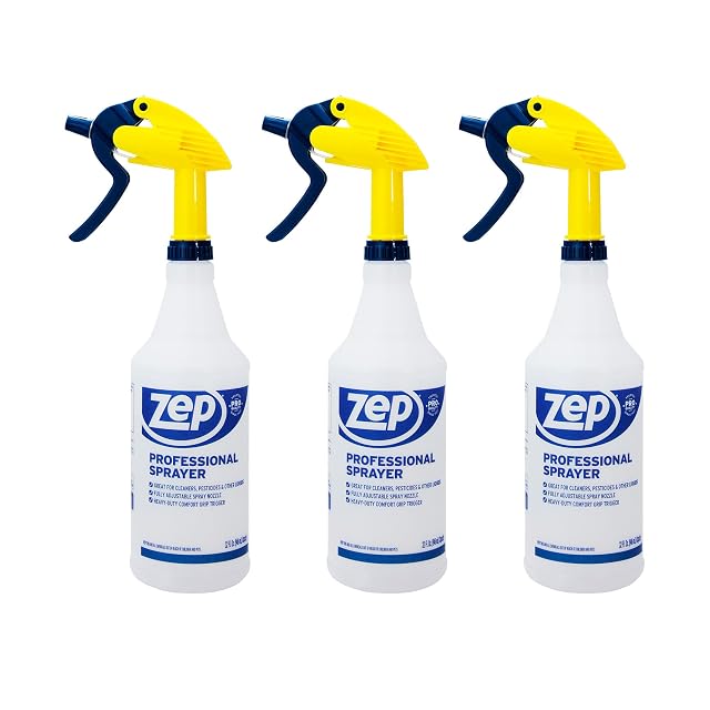ZEP Professional Sprayer Bottle - 32 oz Pack of 3 - HDPRO1 - Versatile Adjustable Nozzle Spray Bottles