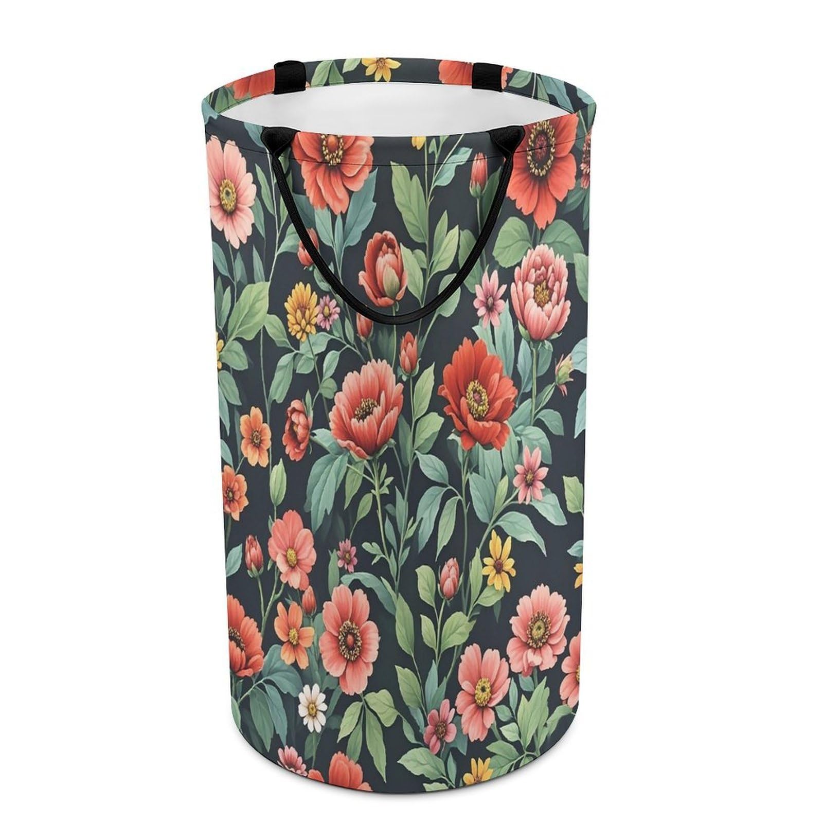 Lots of Flowers Laundry Hamper Large Collapsible Laundry Basket with Handles Waterproof Clothes Hamper Portable Dirty Clothes Basket for Bedroom Laundry Room Closet Bathroom