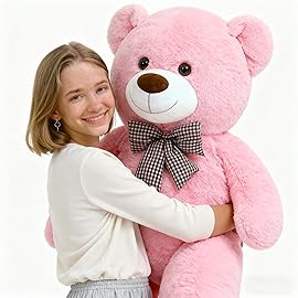 Misscindy Giant Teddy Bear Plush Stuffed Animals for Girlfriend or Kids 47 inch, (Pink)