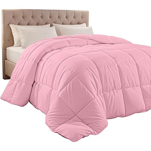 Utopia Bedding Comforter Duvet Insert, Quilted Comforter with Corner Tabs, Box Stitched Down Alternative Comforters Queen Size (Pink)