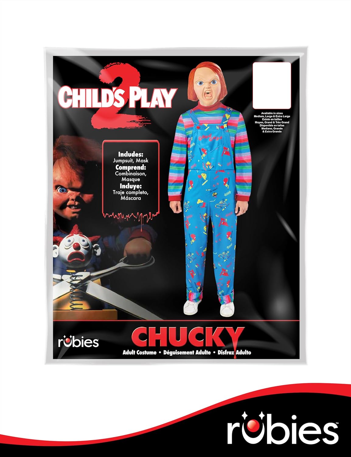 Rubies Men's Child's Play 2 Adult Chucky Costume Jumpsuit and Mask