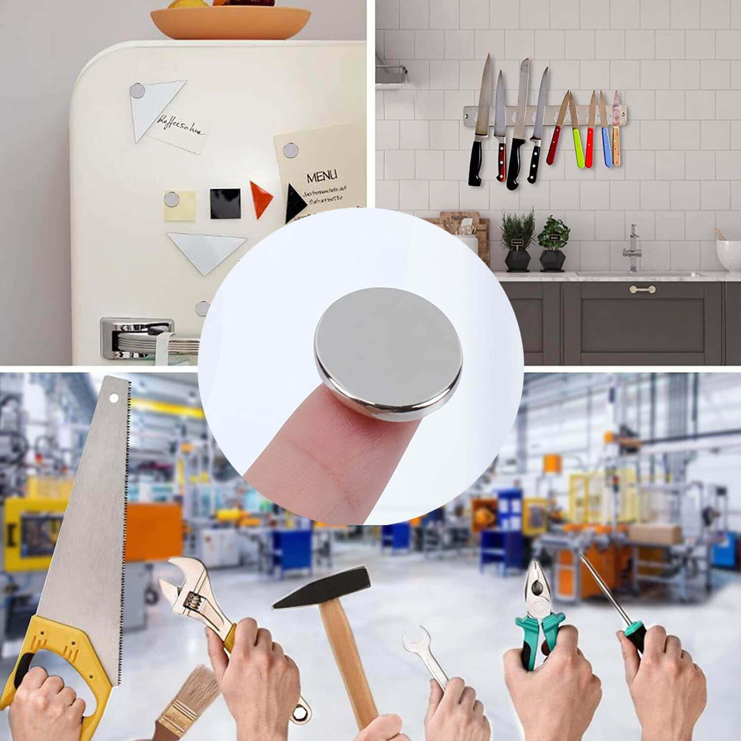 Super Strong Neodymium Disc Magnets, Rare Earth Magnets Heavy Duty with Double-Sided Adhesive, Round Neodymium Magnet s Strong for Fridge, 1.26 inch x 1/8 inch, Pack of 12 - Image 6