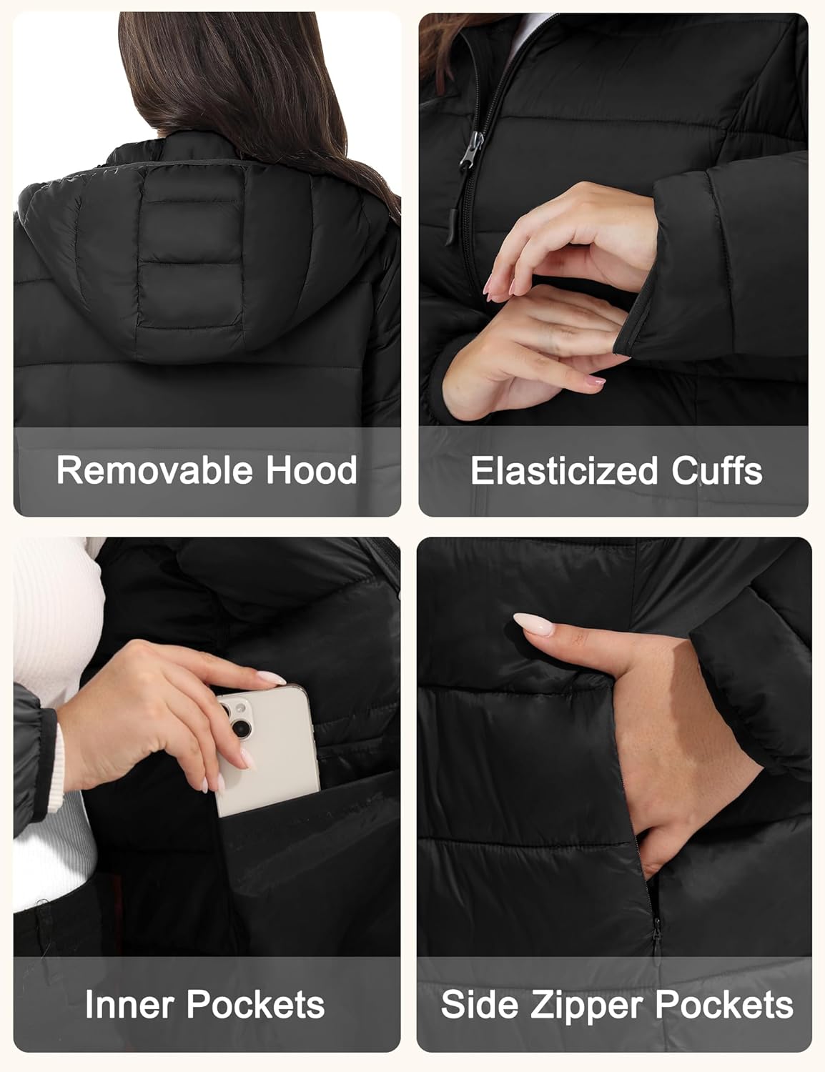 WINDMILL Women's Plus Size Packable Puffer Jacket, Hooded Lightweight Puffy Jacket (1X-6X) - Image 5