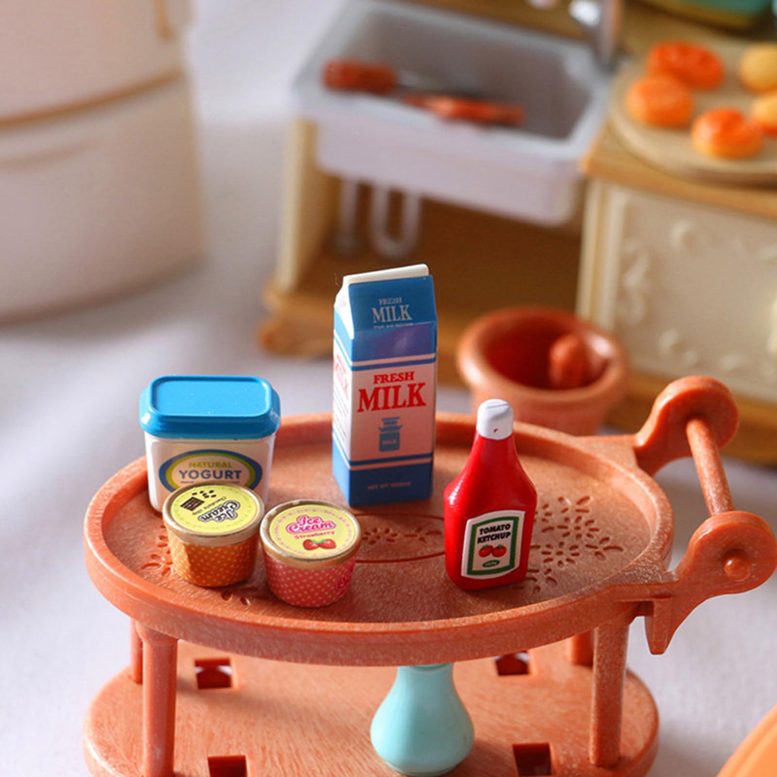 5Pcs Safe Resin Miniature Play Food Ketchup Ice Cream Yogurt Figurine for Imaginative Play Doll House Accessories Collectible Miniatures — view 6