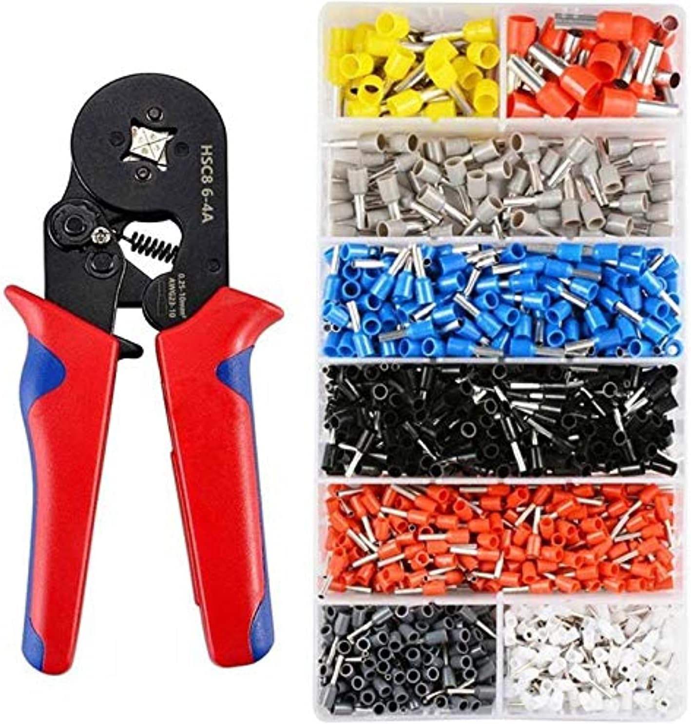 NICO SEE WONDER 6-4 Self Adjustable Terminal Crimping Pliers Automatic Cable Wire Stripper Stripping Crimper Tools with 1200 Terminals