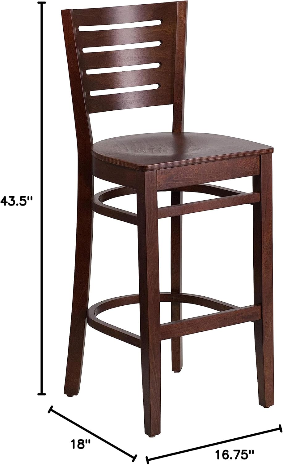 Flash Furniture 2 Pk. Darby Series Slat Back Walnut Wood Restaurant Barstool