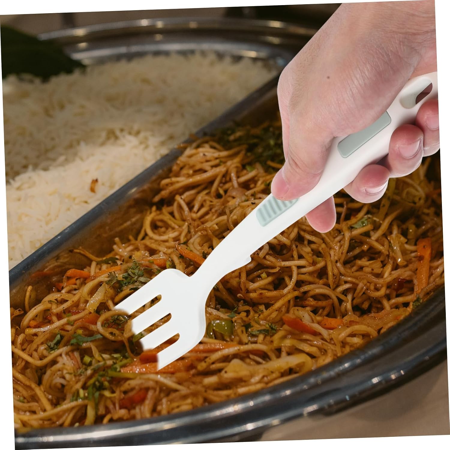 Silicone Fork for Pasta and Noodles, White Silicone Cooking Utensil