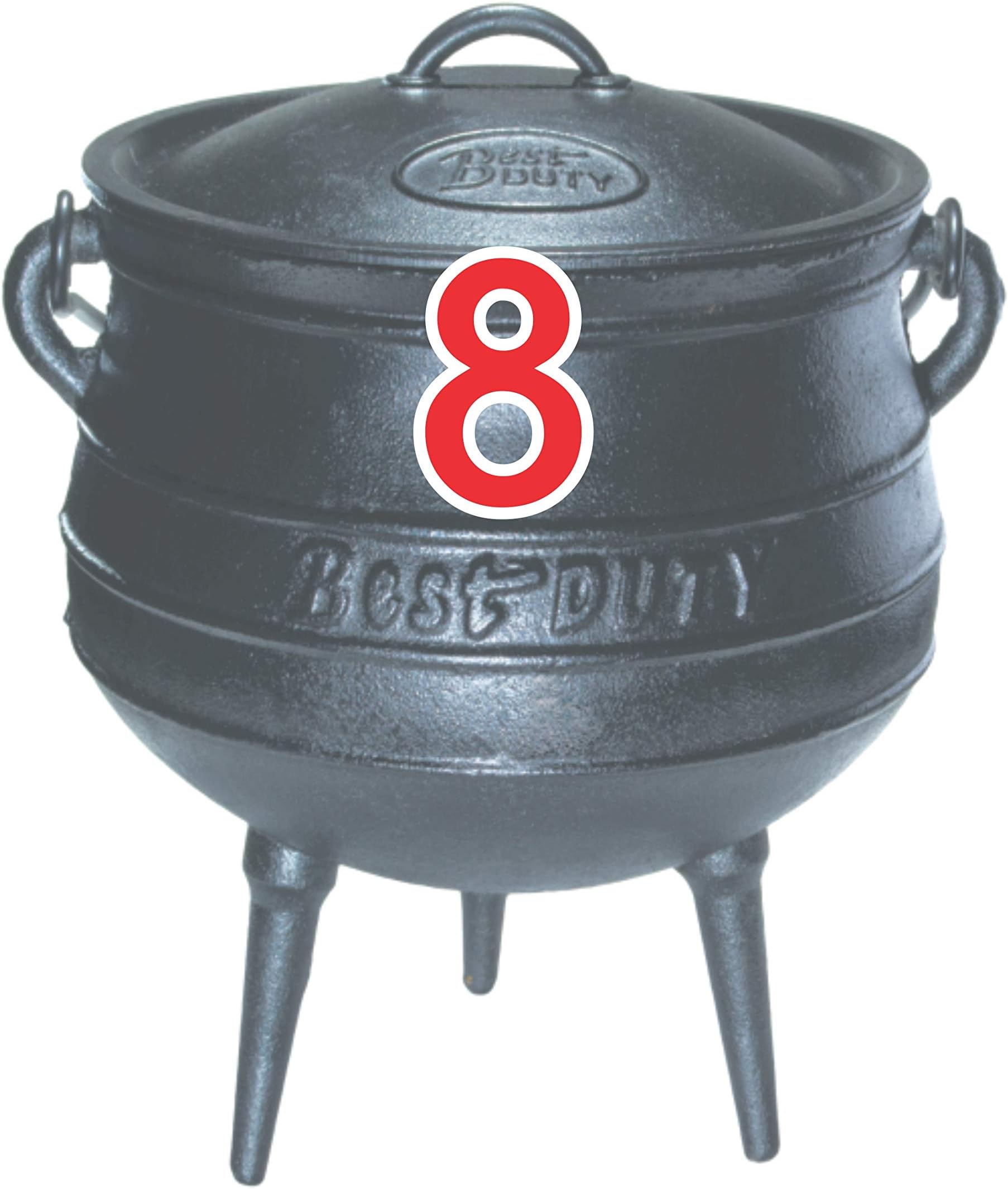 Cast Iron Potjie Pot Size 8 - Include complementary Lid Lifter Knob ($9,95 value)