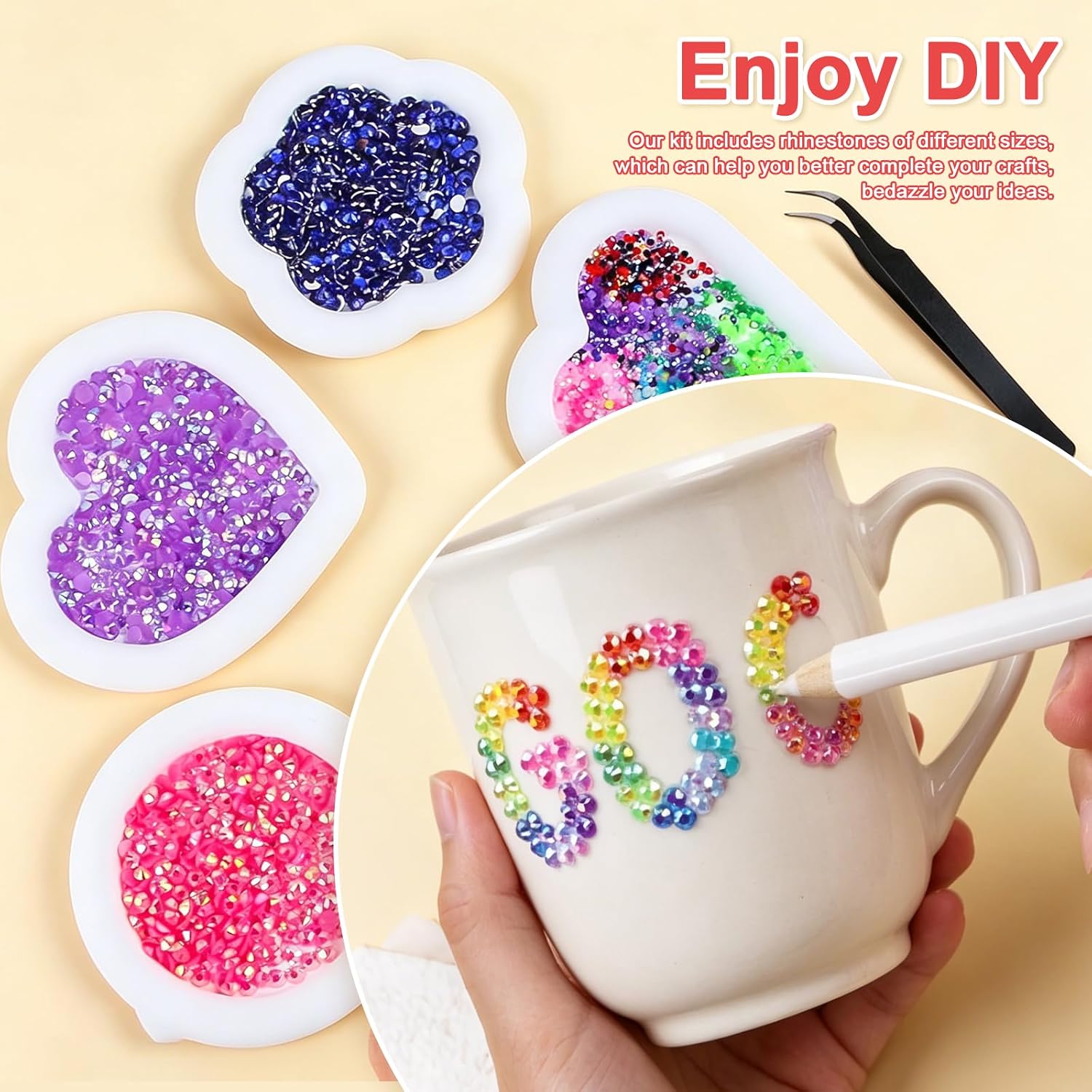 40000Pcs 40 Colors Jelly Rhinestones for Crafts, 3mm Flatback Resin Gems with B7000 Glue & Tweezers Kit – AB Coating Rhinestones for Nail Art, Tumbler, Phone Case, Bedazzling Diamond Art Supplies