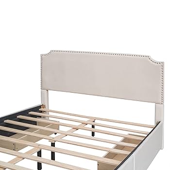 Amazon.com: JULYFOX Velvet Bed Frame Queen Size Beige