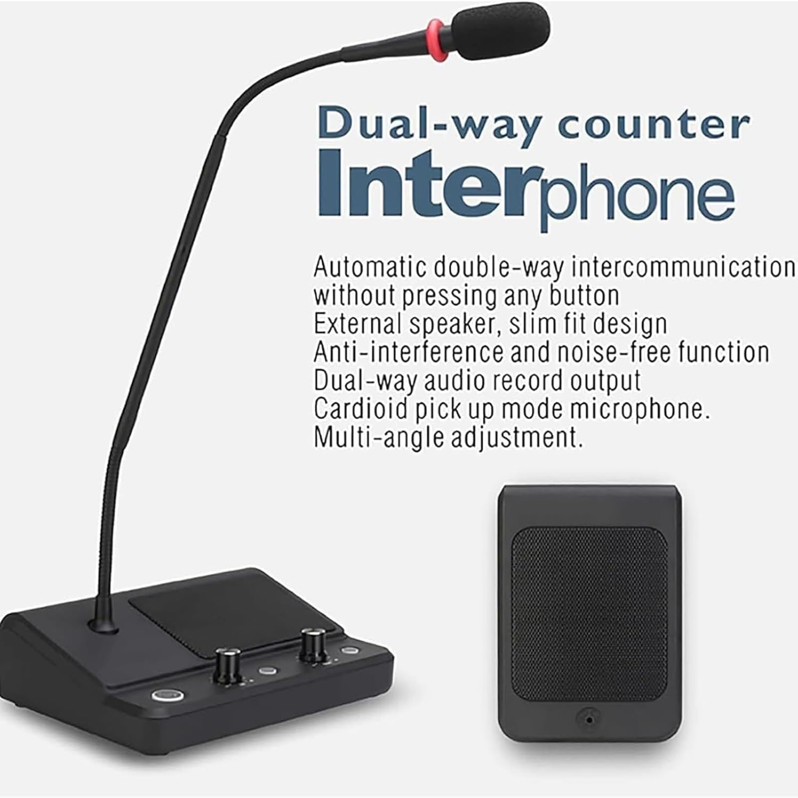 Sistema de intercomunicación totalmente automático, comunicación de doble vía, diseño antiinterferencia, resistencia a la flexión de 360°, ideal para tiendas, oficinas, hospitales, bancos