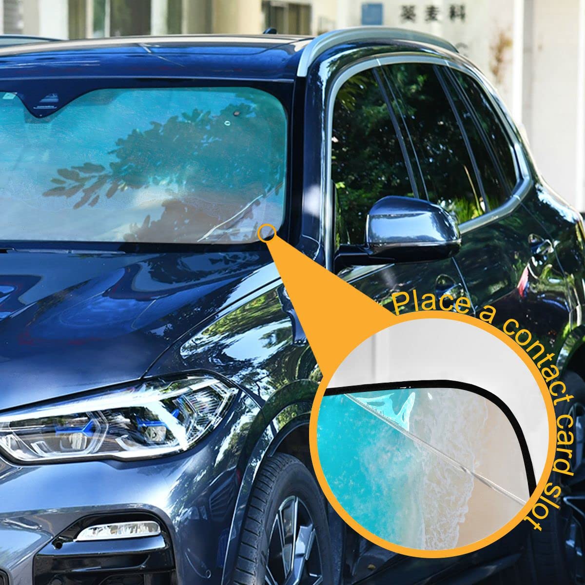 Summer Beach Relax Car Windshield Sun Shade Sea Wave Car Sun Visor for UV Rays and Sun Heat Protectionv Green Blue Ocean Blocks Heat and Sun Foldable Automotive Sun Shield 57x32 Inches