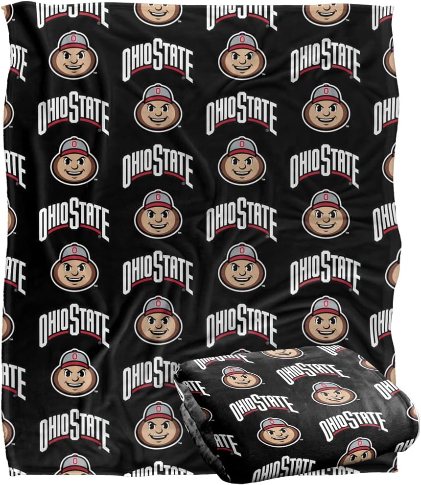 The Ohio State University Blanket, 60"x80" Brutus Pattern Silky Touch Super Soft Throw Blanket