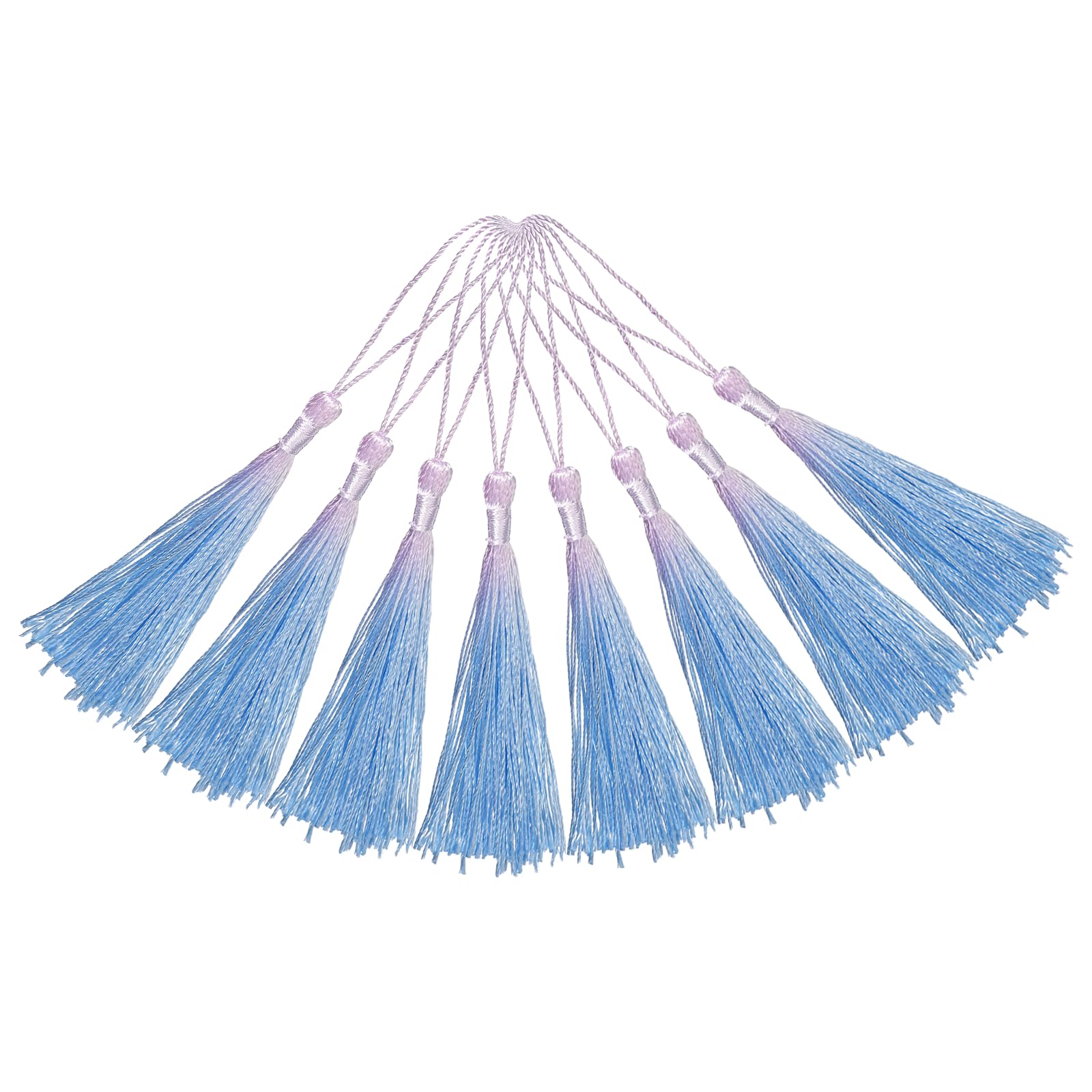 sourcing map 20Pcs Mini Bookmark Tassels, 5" Gradient Polyester Tassels Soft Handmade Silky Floss with Cord Loop for Jewelry Making, Handbag, Pendant DIY Crafts, OR Purple-Blue