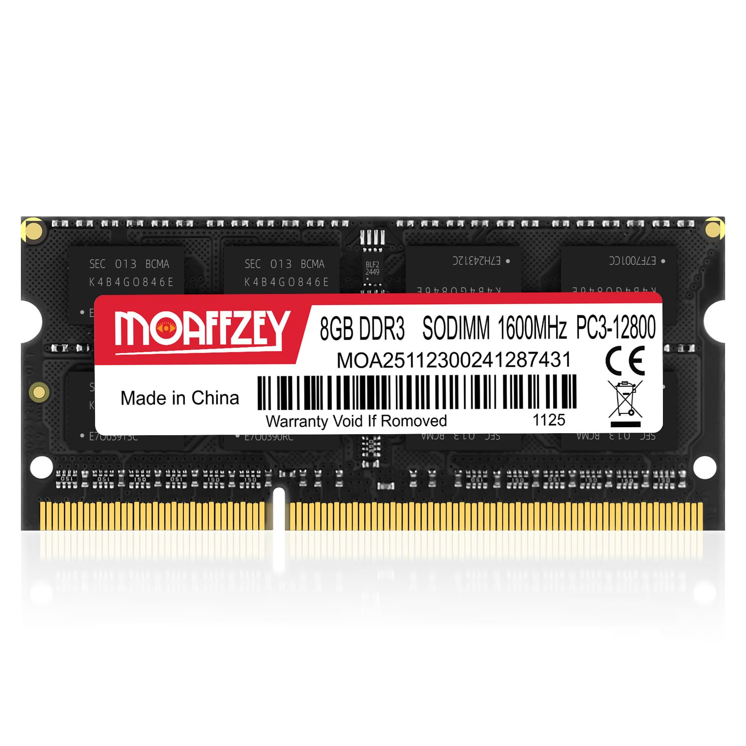 Moaffzey 8GB DDR3 RAM 1600MHz PC3-12800 CL11 Laptop Memory SODIMM