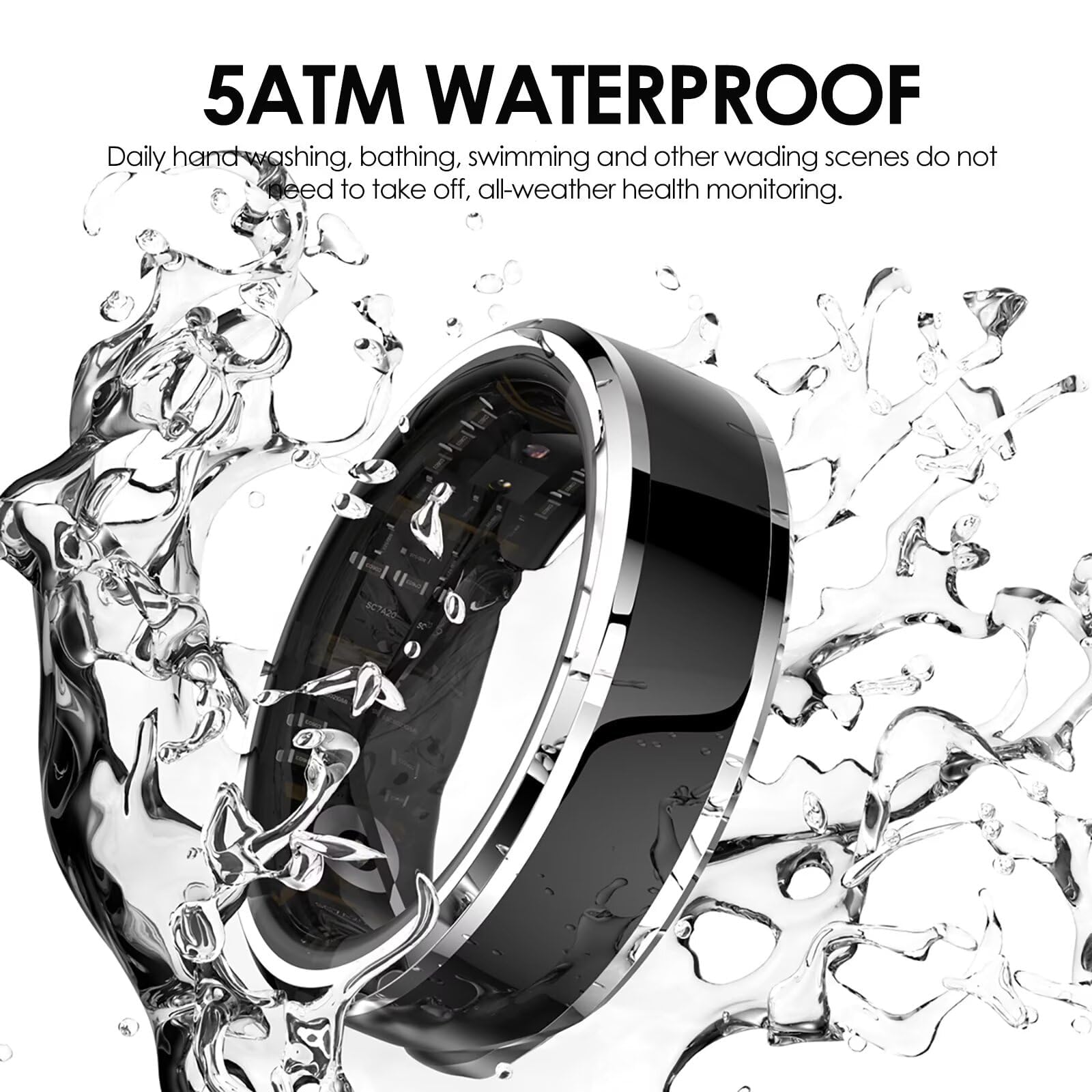 Smart Ring Fitness Tracker Ring Smartringe für Herren Damen Schlaftracker Schwarz Herzfrequenz Smartring Fitnessring Smart Ring Android Gesundheitsring Schrittzähler Fitnesstracker Pulsmesser Sport