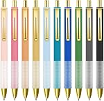 Swiyit Ballpoint Pens,10-Pack Retractable,Black Ink 1.0mm Medium Tip,Soft Grip & Metal Clip,Smooth Writing Pens for Office Journaling Note Taking,Great Gift for Men Women (Multicolor-10PC)