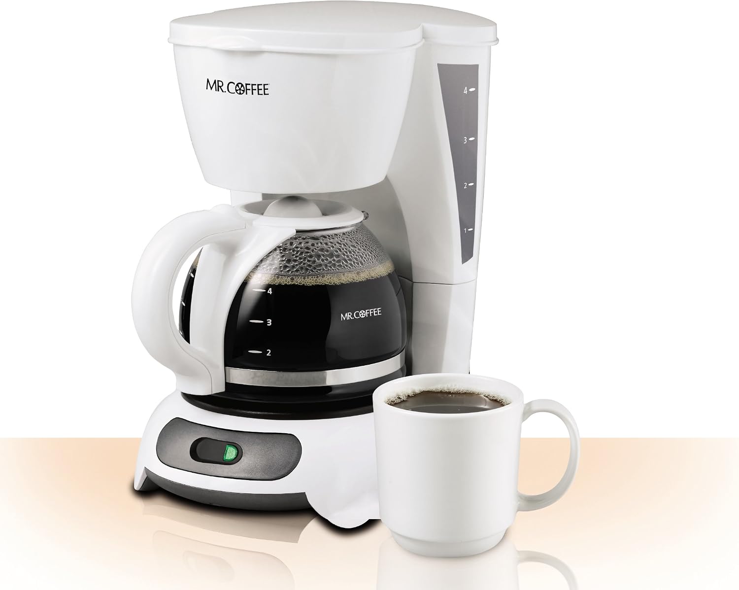 Mr. Coffee 4-Cup Switch Coffee Maker, White - TF4-RB