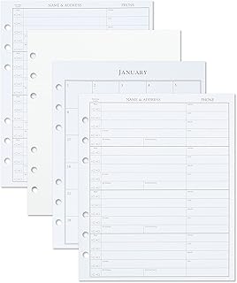 Hallmark Address Book Refill Pages (Pack of 44 Replacement Pages for Addresses, Appointments)