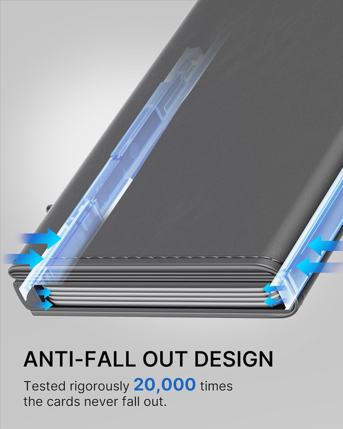 typecase Mens Wallet Card Holder: Pop Up Aluminum Case, Premium Genuine Leather, Smart, RFID Blocking, Slim, Minimalist, Front Pocket - 9-14 Card Capacity | ID Window | Cash Slot - Deep Grey - Image 8