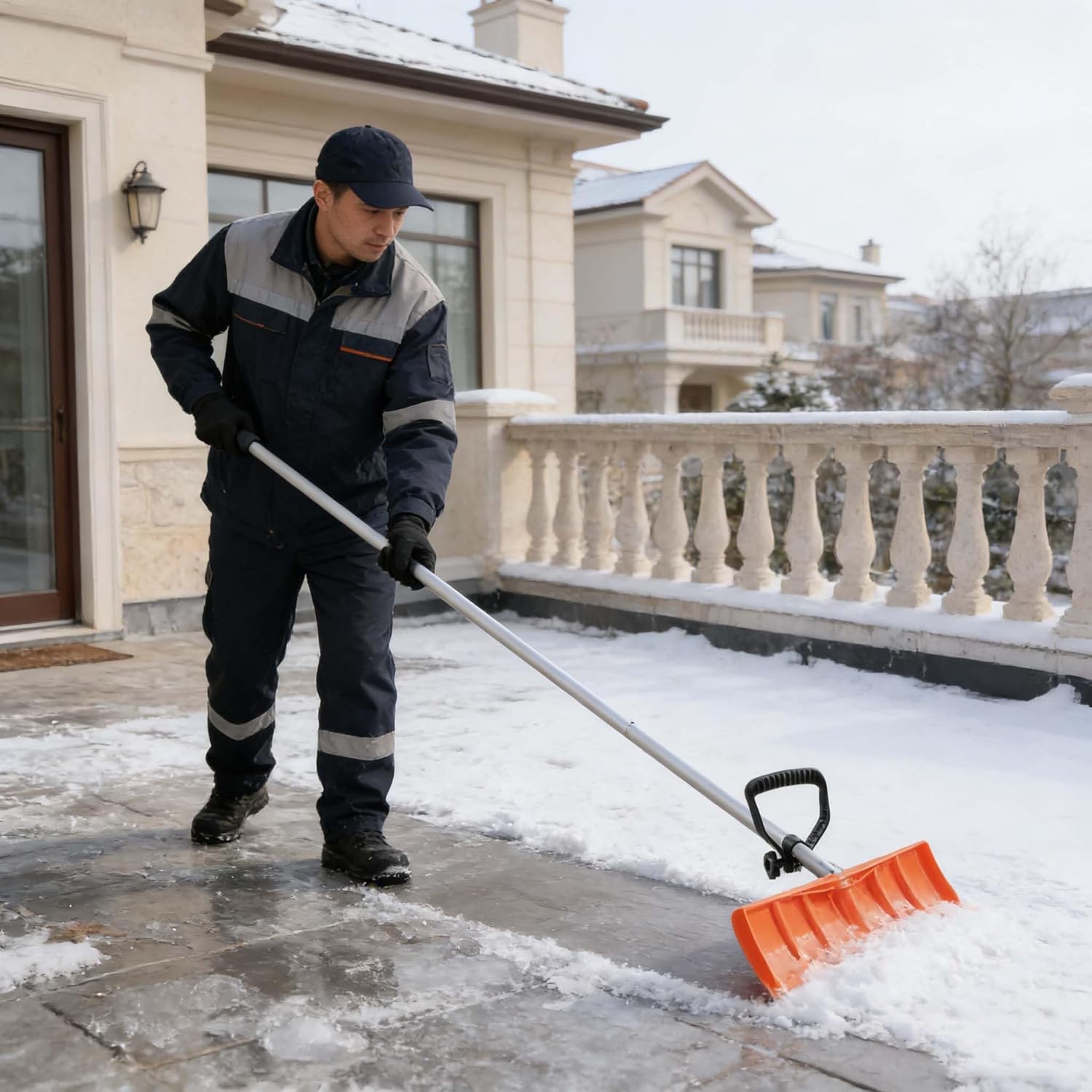 Roof Snow Rake, 148-610Cm Adjustable Length Snow Removal Tool with 63X15cm Blade & Aluminum Pole, Standing Ground Operation for Winter Cleaning – 27.8Mm Tube